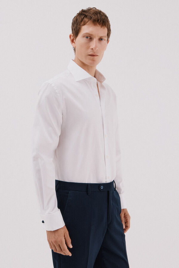 Cortefiel Camisa gemelos lisa f&aacute;cil plancha Blanco
