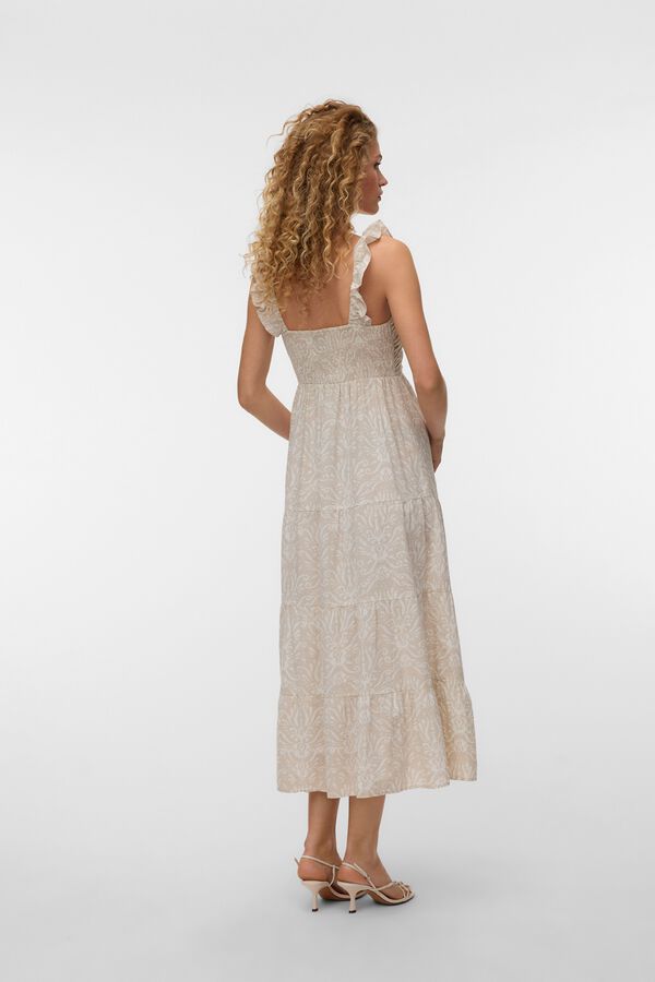 Vero Moda Vestido midi de algod&oacute;n Beige