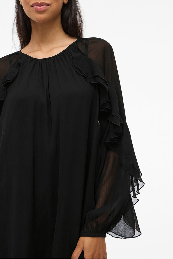 Vila Vestido curto com babados Preto