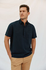 Cortefiel Camiseta de manga curta de algod&atilde;o e linho lisa Azul