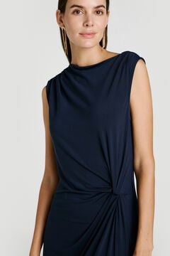 Vila Vestido midi com drapeado lateral
