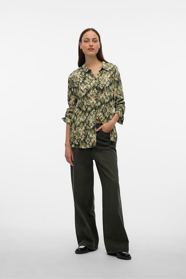 Vero Moda Camisa estampada manga larga Verde
