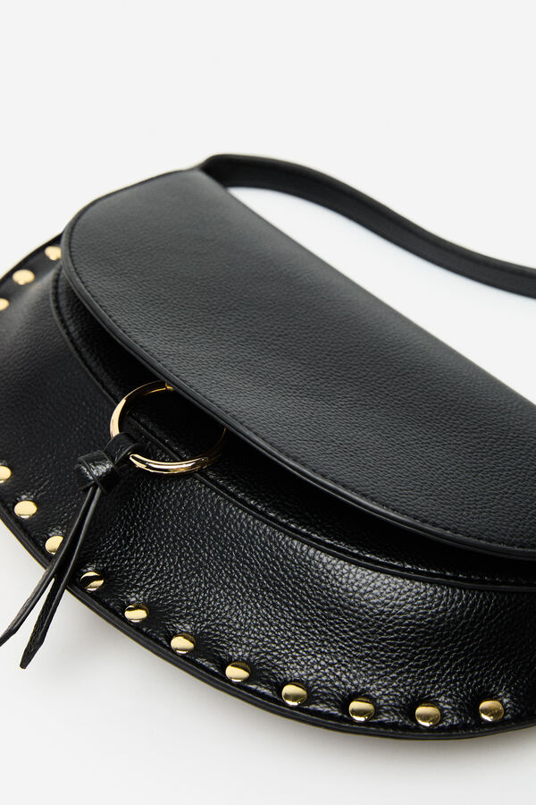 Cortefiel Studded flap flap bag Black
