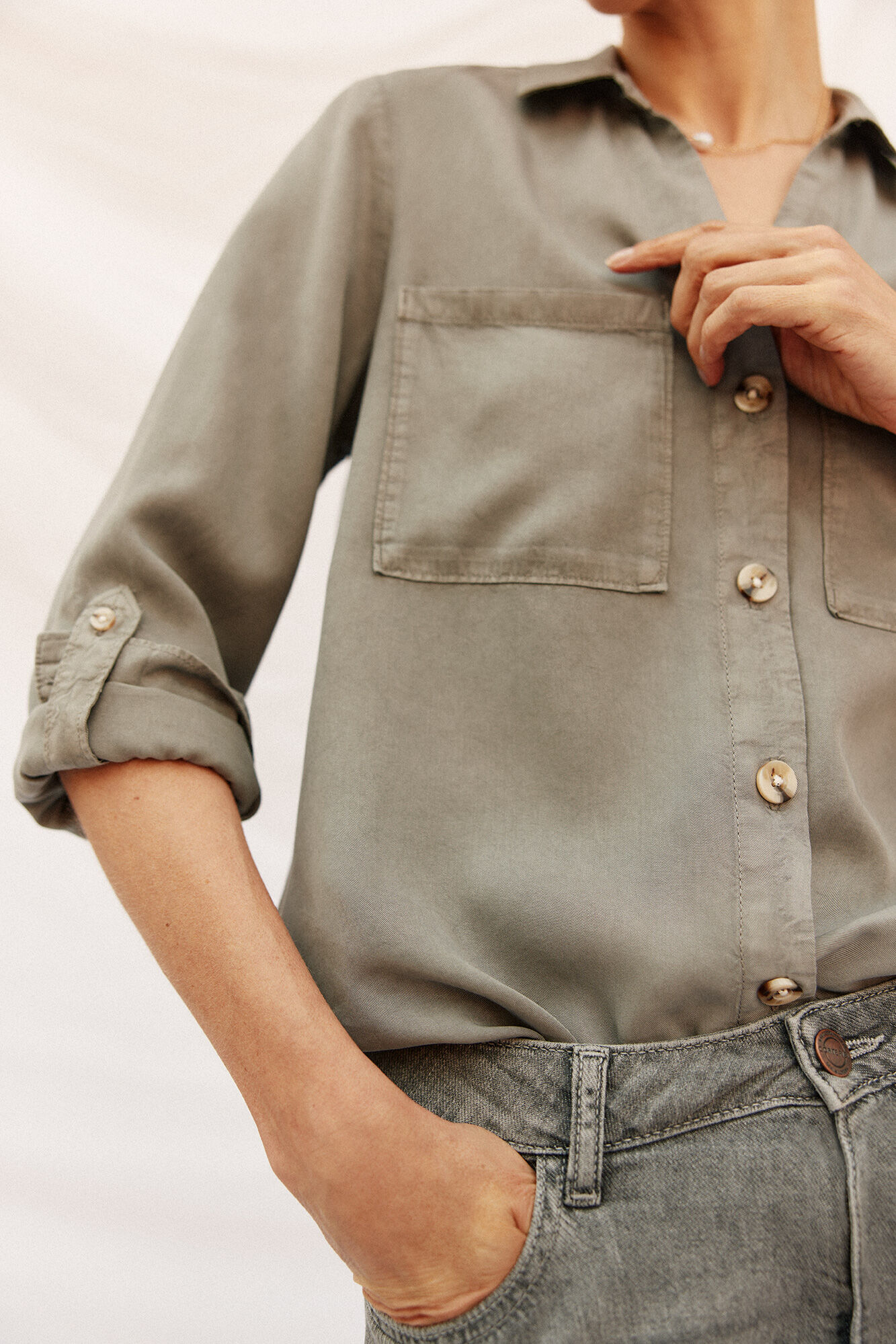 Cortefiel  camisa jeans tencel