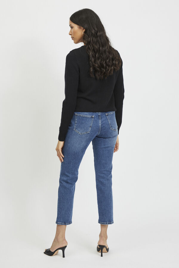 Vila Jersey de punto cuello en V de viscosa Negro