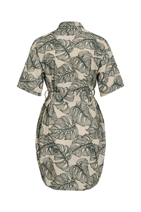 Vila Vestido camisero corto con bordados Beige