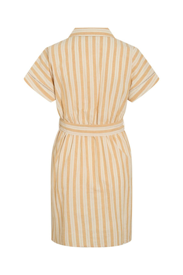 Vila Vestido corto camisero de algod&oacute;n y lino Estampado blanco