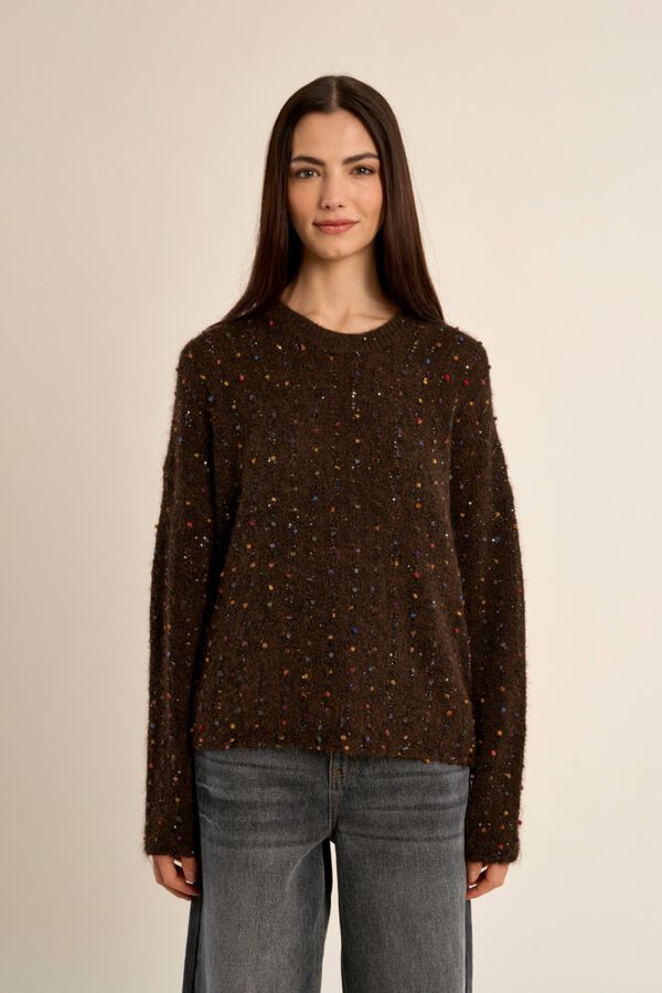 Molly Bracken Camisola de manga comprida com detalhe de bolinhas Castanho