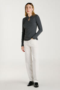 Vila Top de manga polo de gola comprida