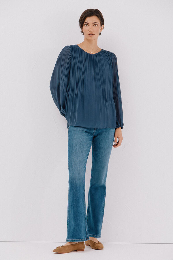 Cortefiel Blusa plisada Blue