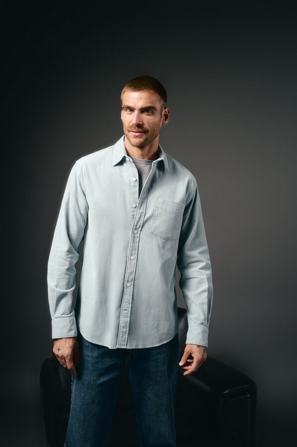 OOTO Camisa micropana lisa Azul