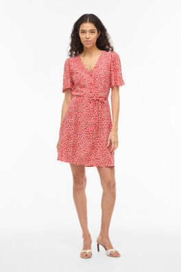 Vestido corto con escote en V de viscosa