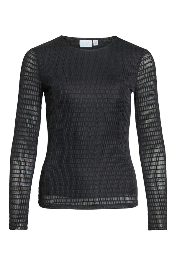Vila Blusa texturizada de manga comprida Preto