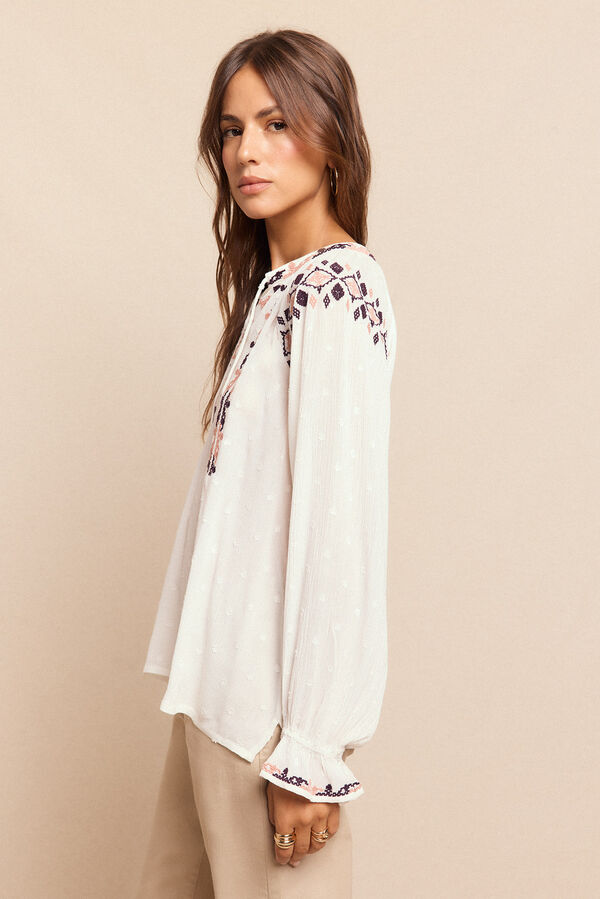 Slowlove Blusa bordada Ecru