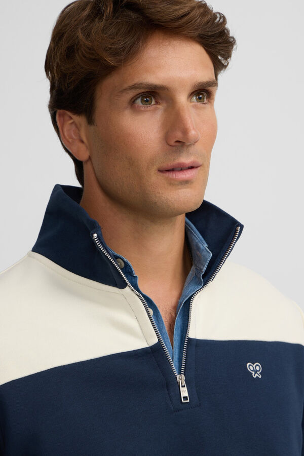 Silbon Sudadera media cremallera raya ancha Azul marino