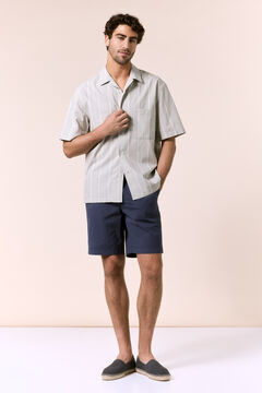 OOTO Camisa rayas manga corta cuello bowling