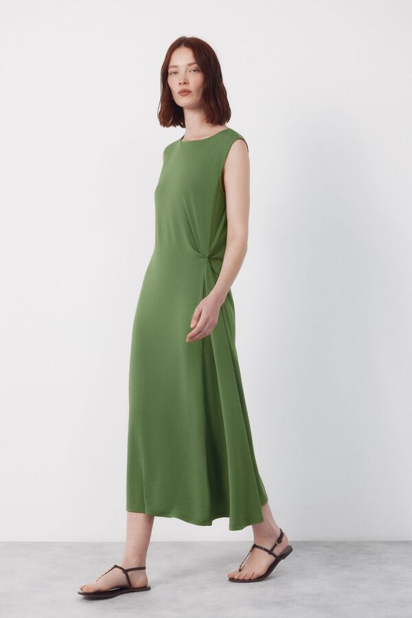 Cortefiel Vestido nudo lateral Verde