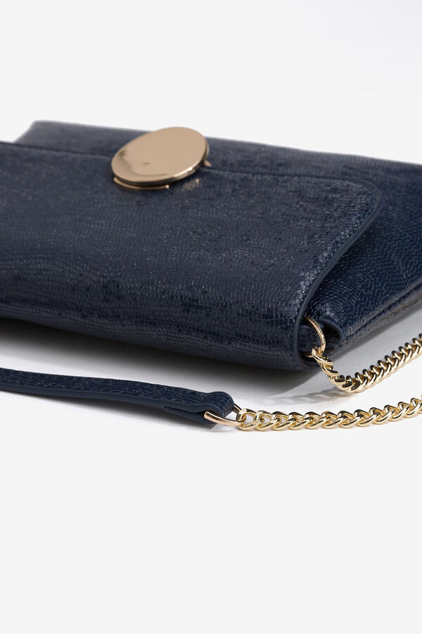 Vilanova Croc-effect bag with flap Navy