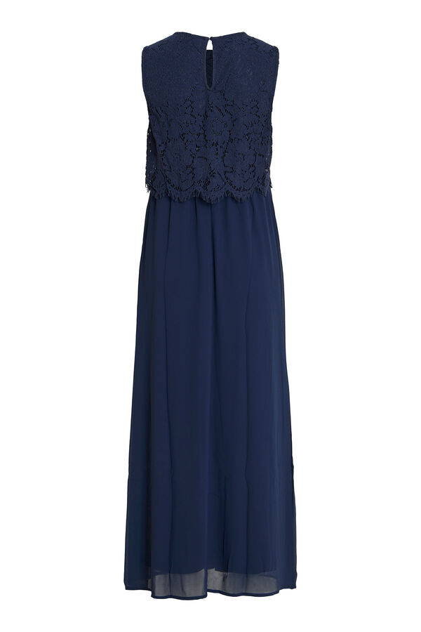 Vila Vestido largo con encaje de fiesta Azul marino