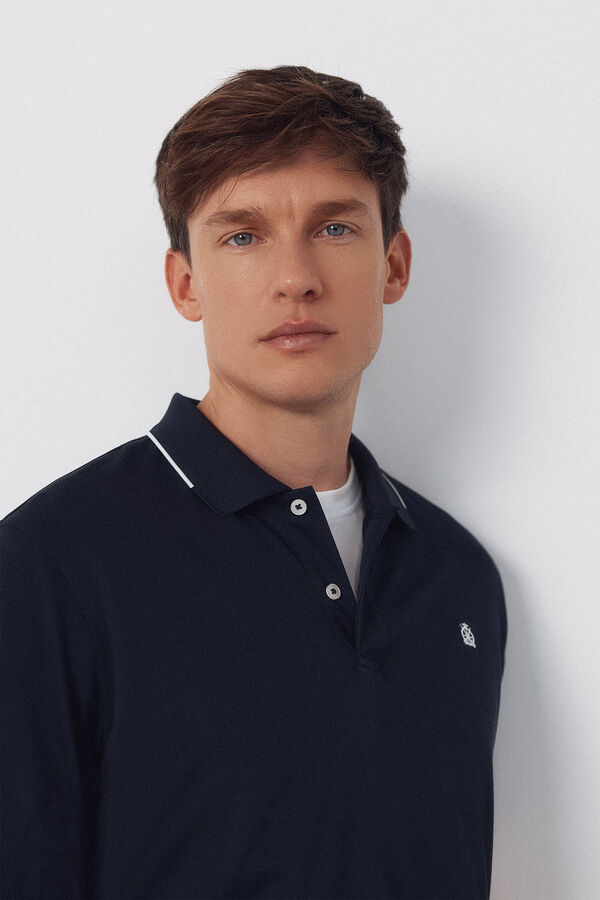 Cortefiel Polo coolmax&reg; cuello jacquard Azul marino