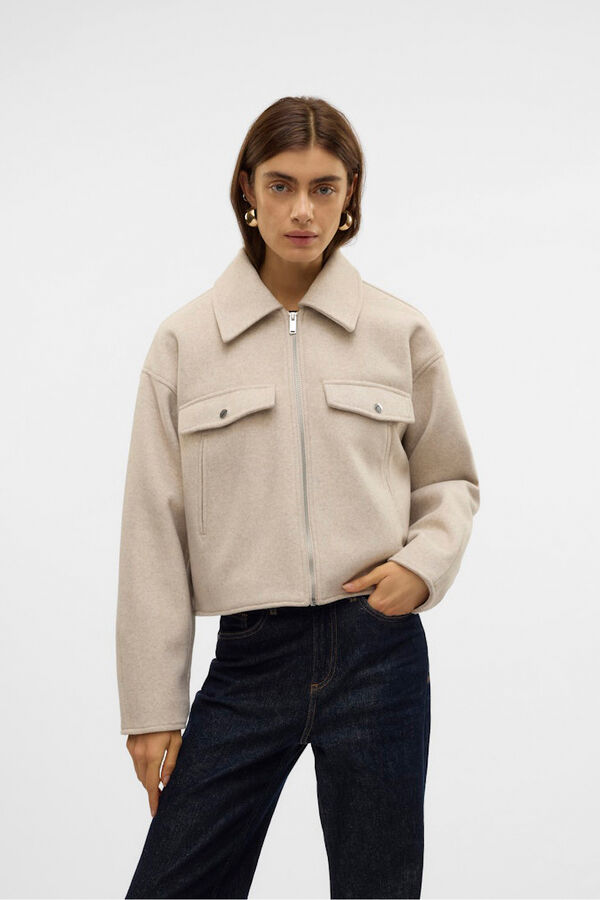Vero Moda Chaqueta fieltro manga larga Beige