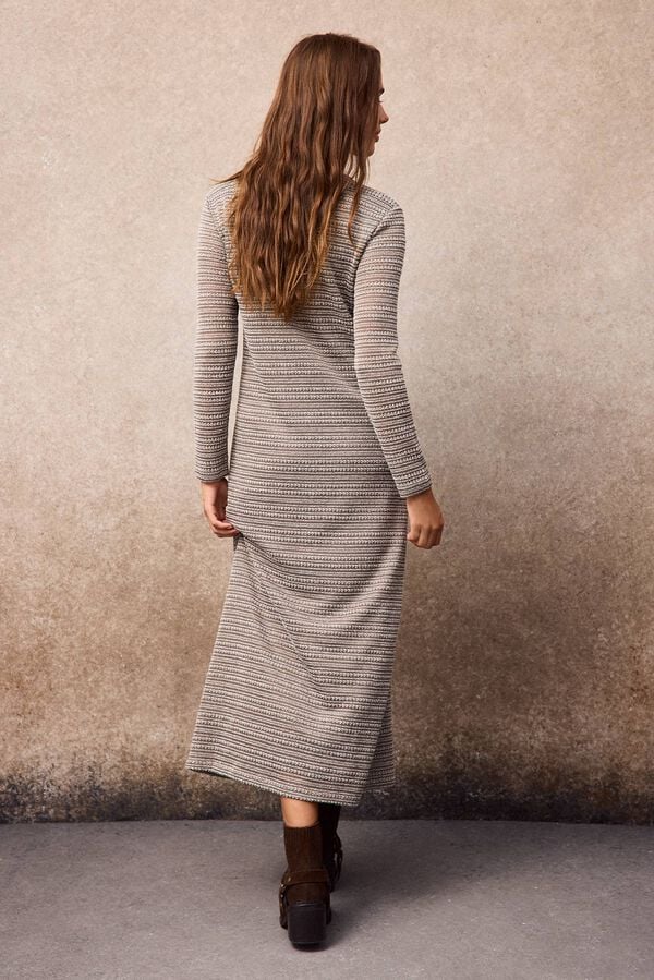 Slowlove Vestido estructura rayas Marr&oacute;n