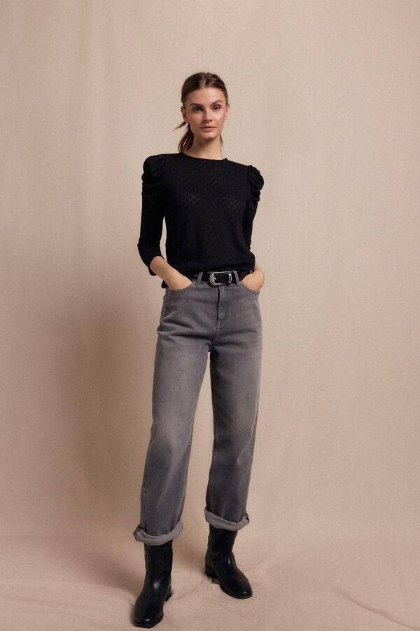 Slowlove Structured top with puffed sleeve Black