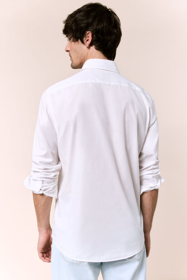 OOTO Camisa cuadros popel&iacute;n manga larga Blanco