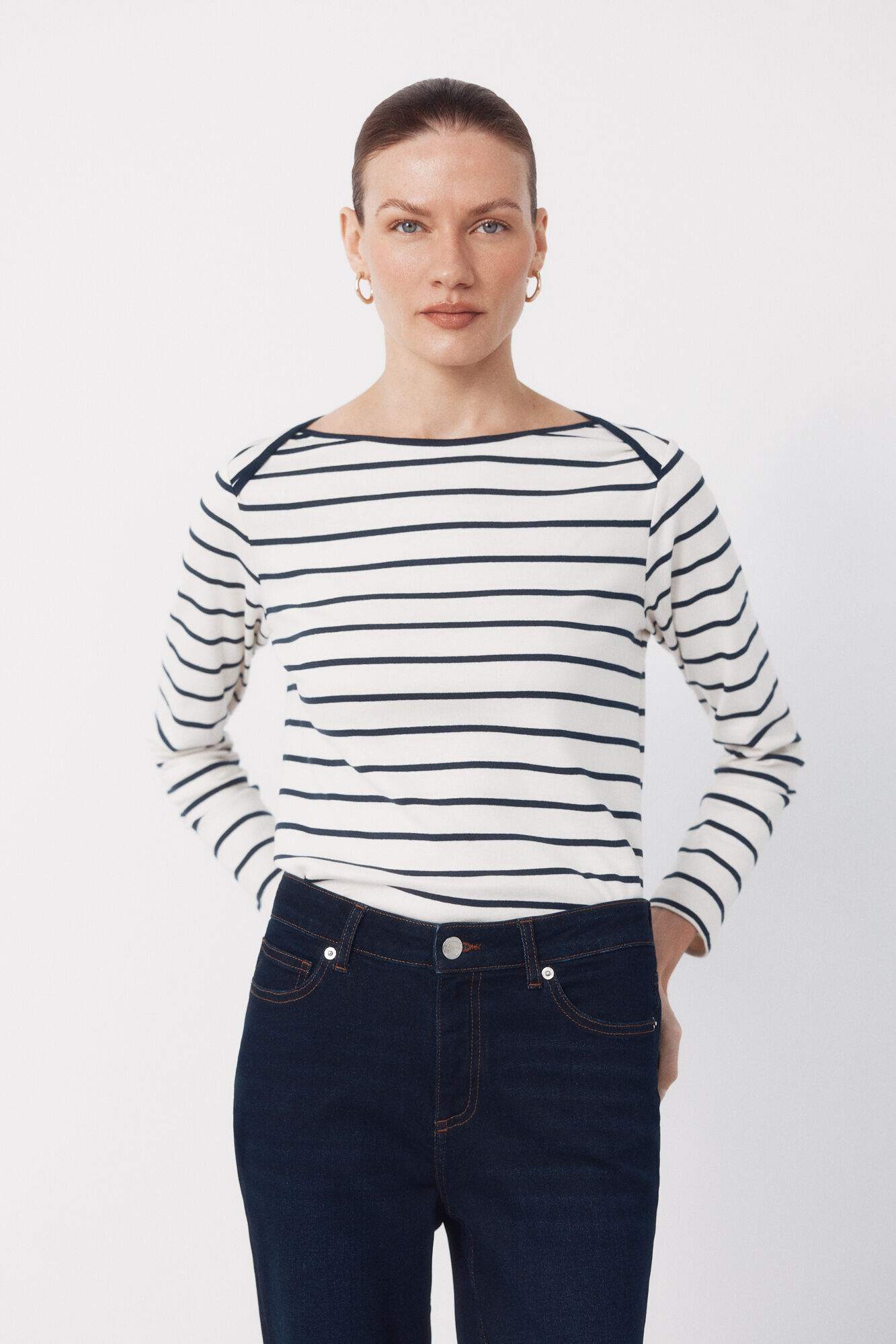 Cortefiel Camiseta com gola canoa contrastante