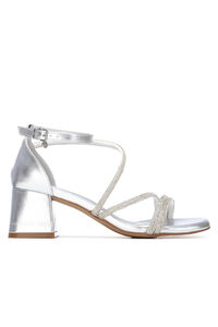 XTI Sandalia metalizada con tac&oacute;n