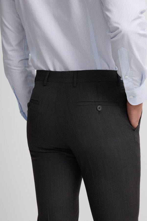 Silbon Calça clássicas de terno em espinha de espiga Cinzento