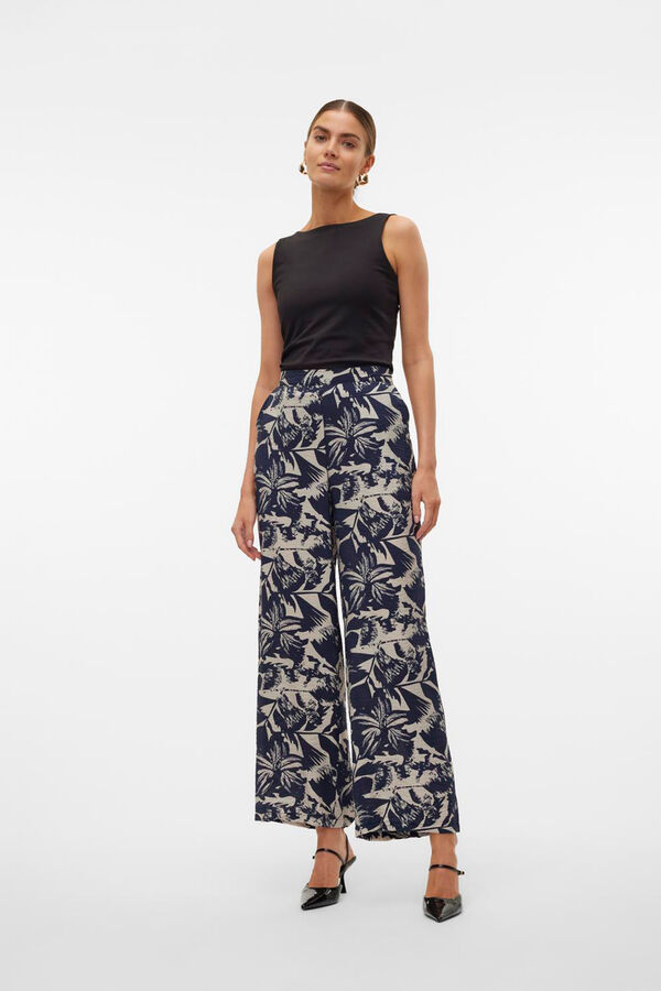 Vero Moda Pantal&oacute;n largo fluido Azul marino