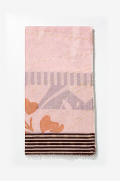 Cortefiel Rectangular printed scarf Pink