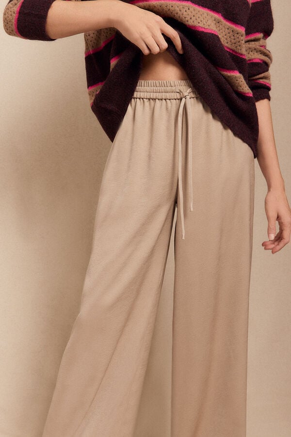 Slowlove Flowing satin-finish trousers Beige