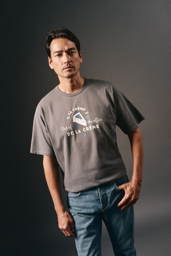 OOTO Camiseta gr&aacute;fica lavada Gris