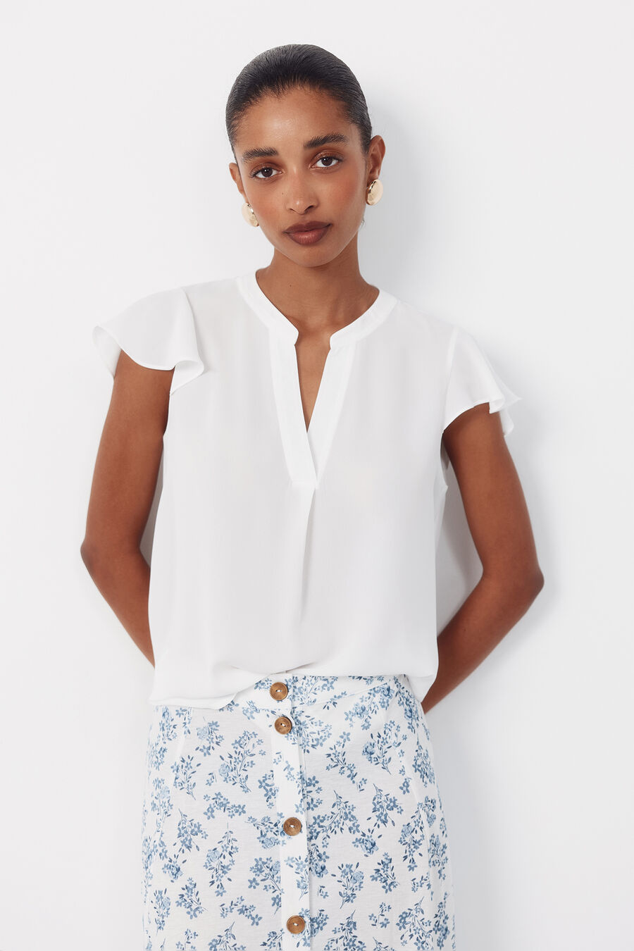 Blusa fluida manga vuelo
