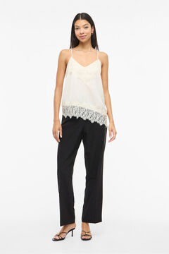 Vila Top de lingerie acetinado com renda