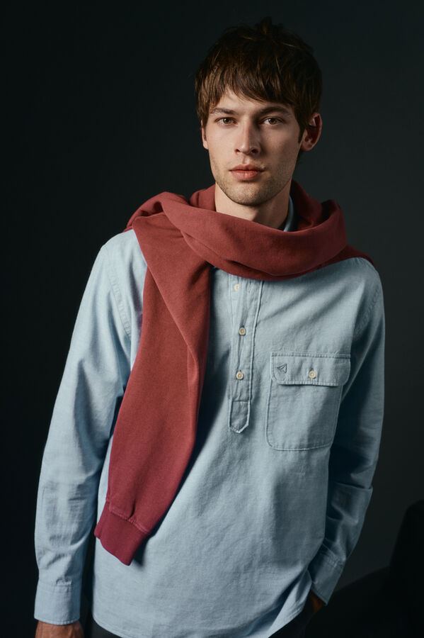 OOTO Polera de algod&oacute;n con lino Blue