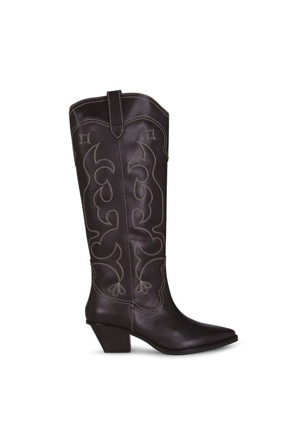 Slowlove Bota de pele com costura Preto