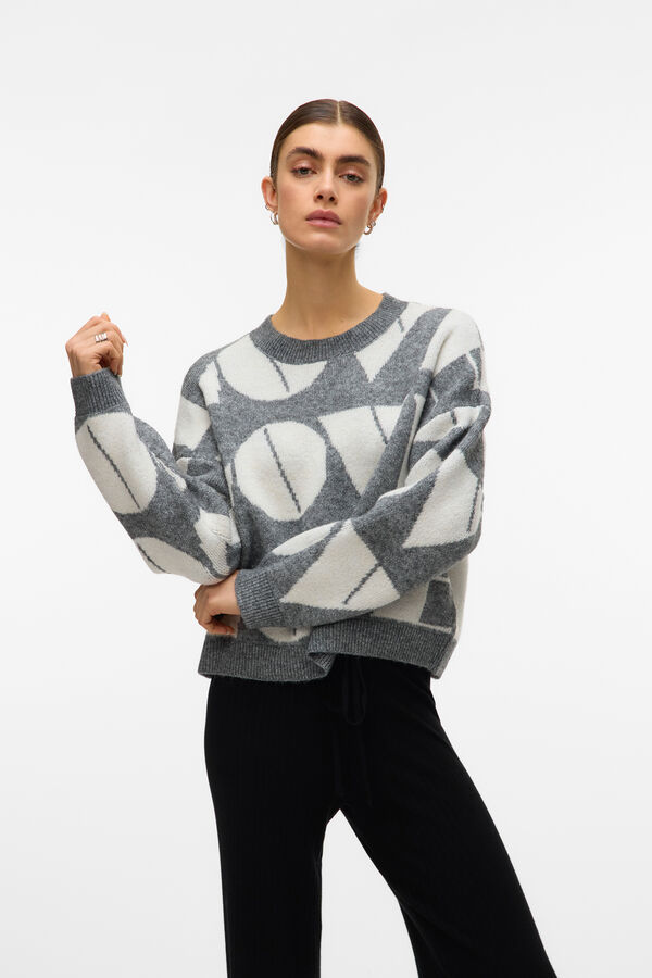 Vero Moda Jersey de punto cuello redondo gris