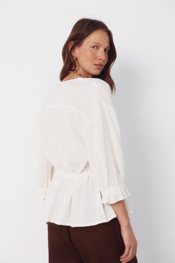 Cortefiel Blusa cord&oacute;n Marfil