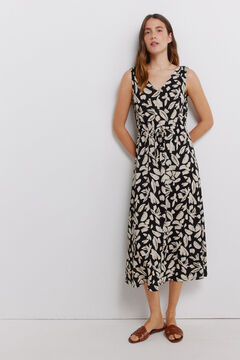 Vila Vestido midi estampado escote en V