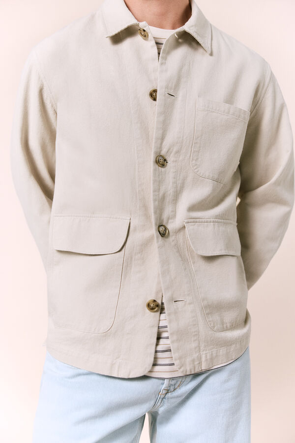 OOTO Sobrecamisa algod&oacute;n lino Beige