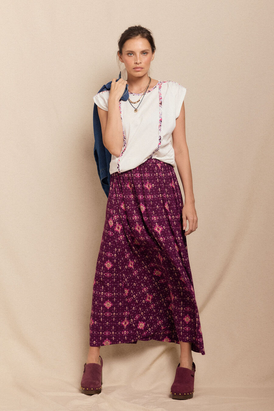 Falda mido estampada