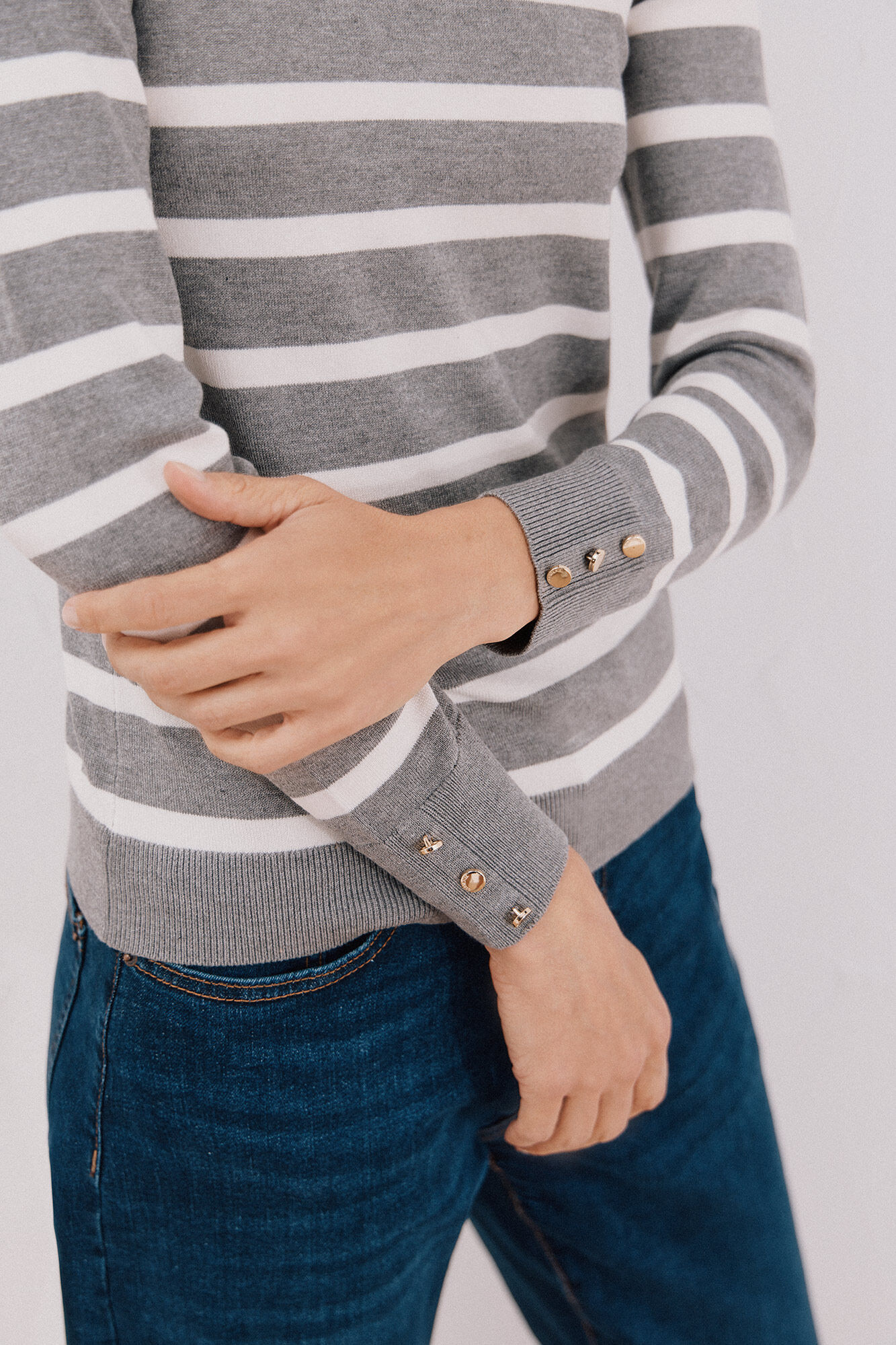 Cortefiel Jersey rayas cuello vuelto