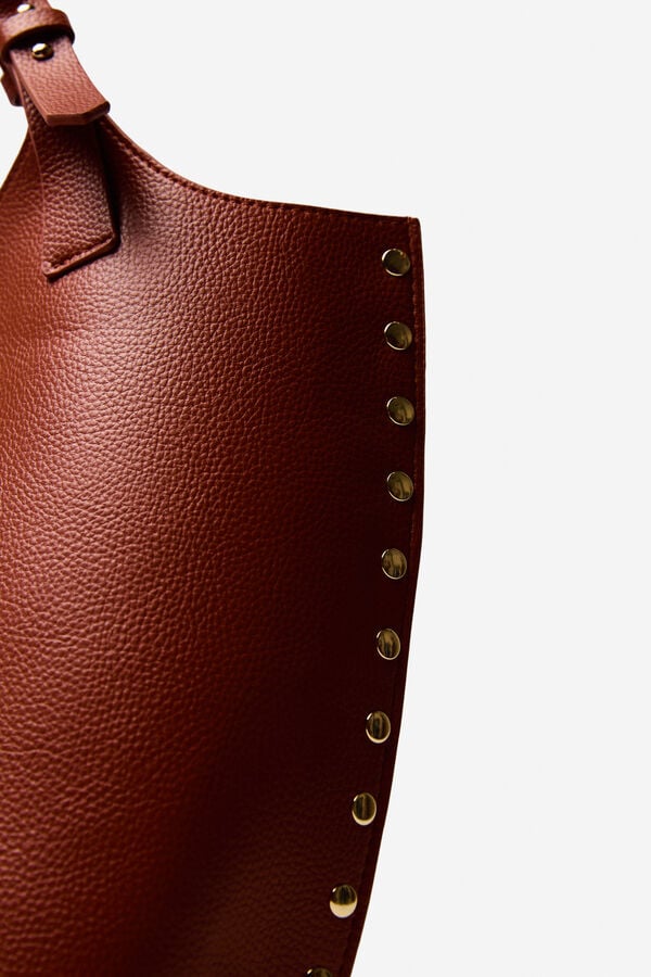 Cortefiel Studded shopper bag Brown