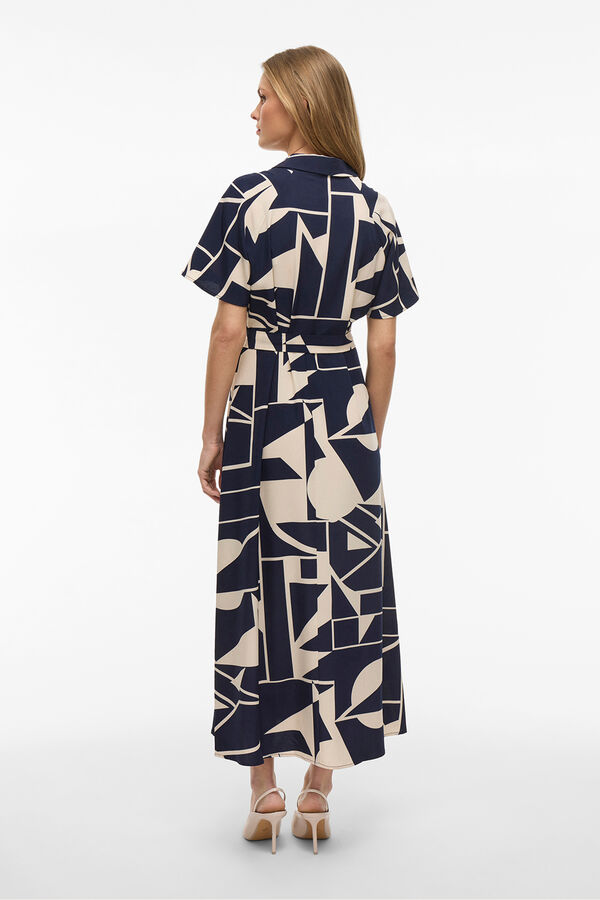 Vila Vestido camisa midi com n&oacute; Azul