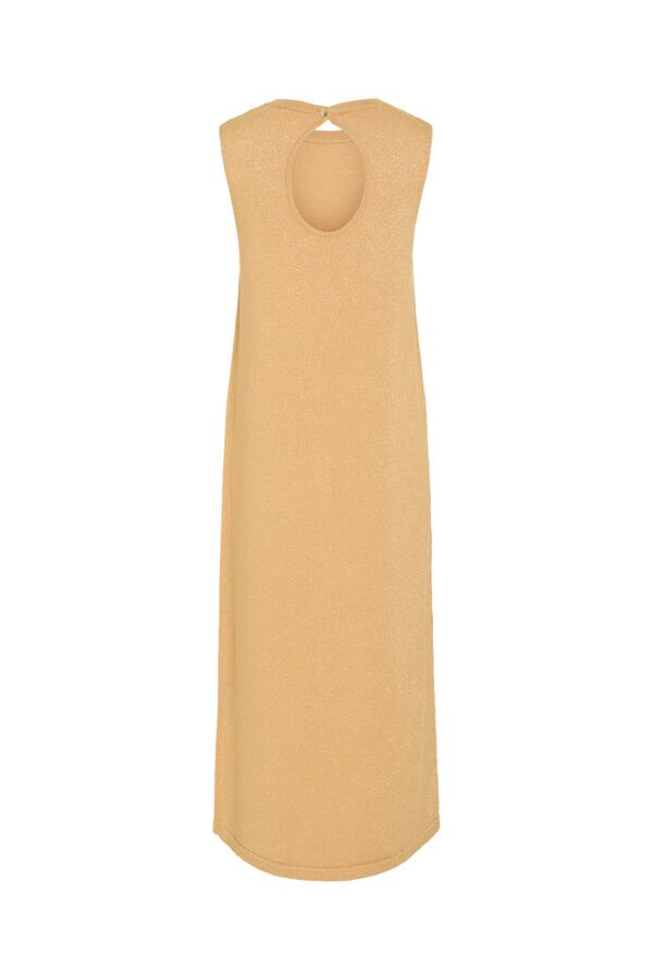 Vila Vestido midi de punto canal&eacute; abotonado Dorado