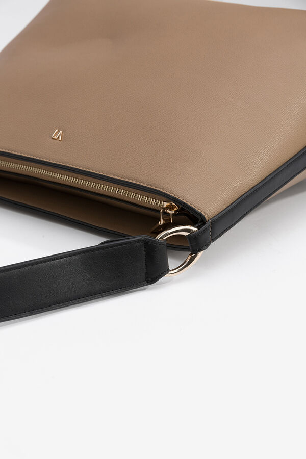 Vilanova Bolso de Hombro con Aros Met&aacute;licos Beige