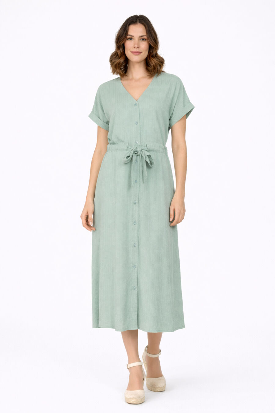 Vestido midi de manga 2/4 de viscosa